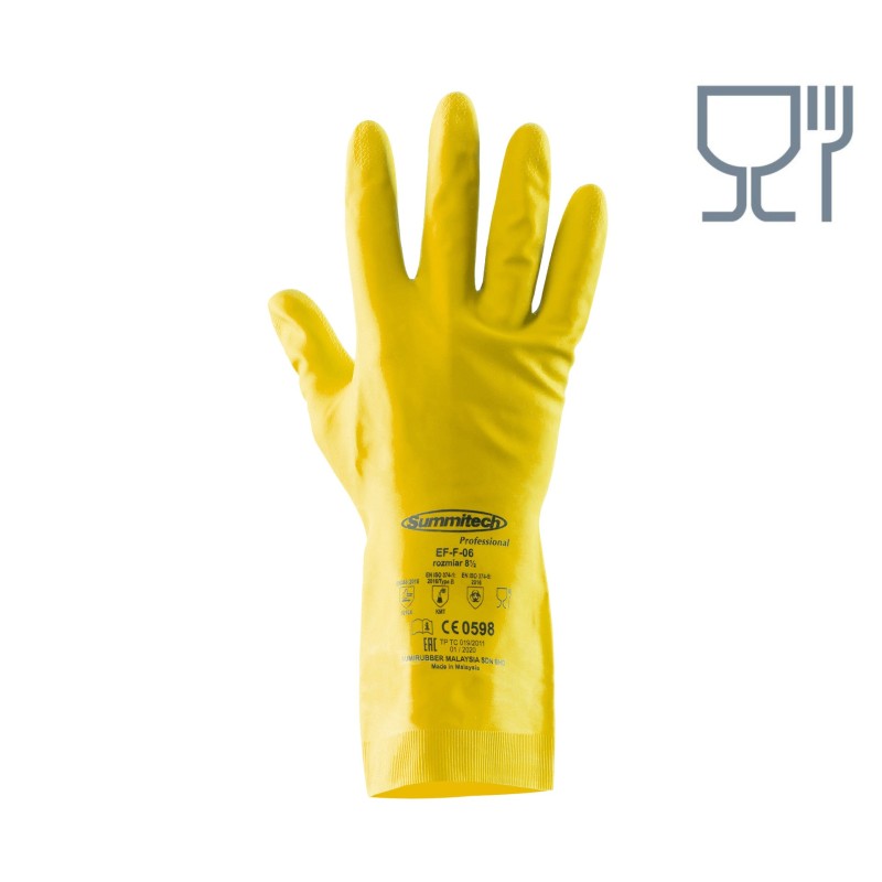 Rękawice chemiczne Summitech 06 gumowe flokowane, żółte