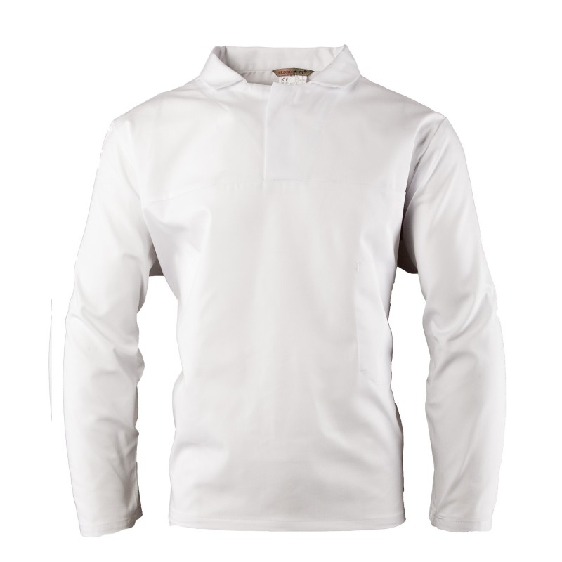 Bluza robocza Polstar Brixton White, HACCP, długi rękaw, wkładana przez głowę, biała