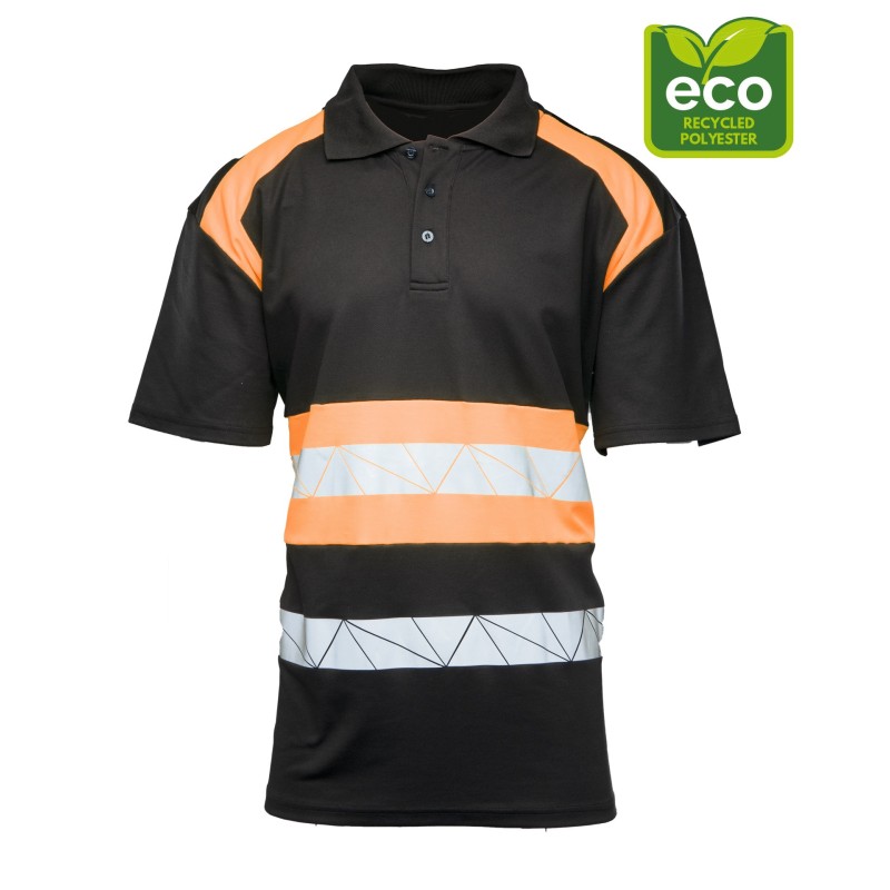 Koszulka polo Polstar Seven Kings Eco Rival, czarny/pomarańczowy
